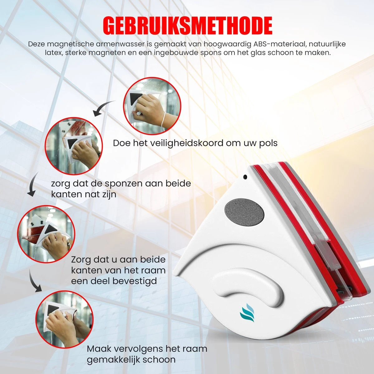 TibaGoods Magnetische Raamwisser Voor Dubbelglas - Ruitenreiniger - Ramenwasser - Magneet Ruitenwisser 3 TibaGoods Magnetische Raamwisser Voor Dubbelglas - Ruitenreiniger - Ramenwasser - Magneet Ruitenwisser - Afbeelding 3