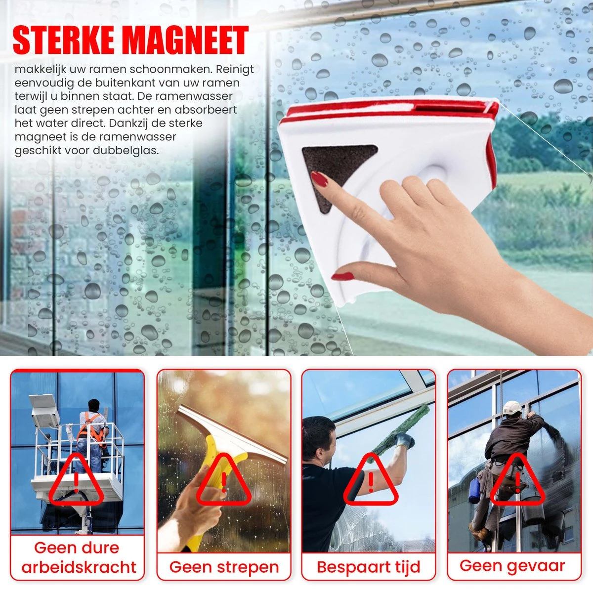 TibaGoods Magnetische Raamwisser Voor Dubbelglas - Ruitenreiniger - Ramenwasser - Magneet Ruitenwisser 8 TibaGoods Magnetische Raamwisser Voor Dubbelglas - Ruitenreiniger - Ramenwasser - Magneet Ruitenwisser - Afbeelding 8