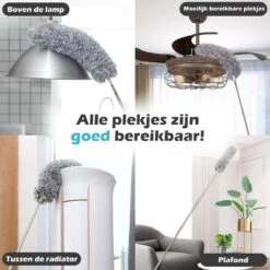 Alternative view of JUST23 Plumeau Uitschuifbaar Met Telescoopsteel – 60 Tot 140 Cm – Ragebol – Stoffer – Duster – Grijs – Incl. Microfiber Doek