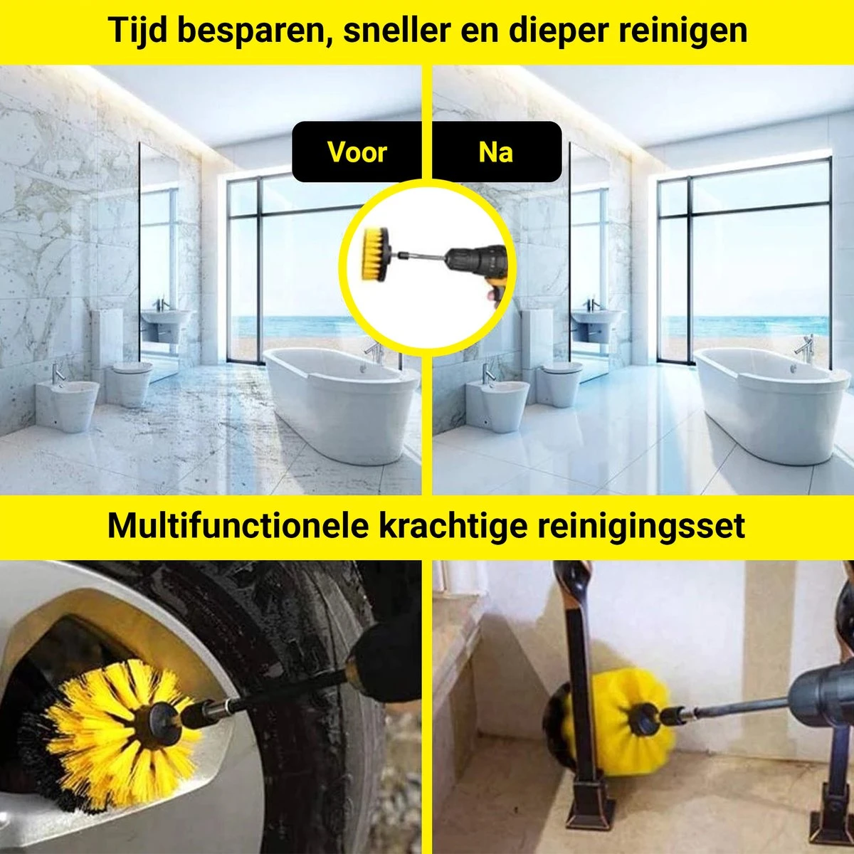 Merkloos 4-delige Borstelset Voor Boormachine - Inclusief Verlengstuk - Opzetborstels - Schrobborstel - Schuurborstel - Schoonmaakborstel - Tapijtreiniger - Brush - Geel - Gratis Verzending 6 Merkloos 4-delige Borstelset Voor Boormachine - Inclusief Verlengstuk - Opzetborstels - Schrobborstel - Schuurborstel - Schoonmaakborstel - Tapijtreiniger - Brush - Geel - Gratis Verzending - Afbeelding 6