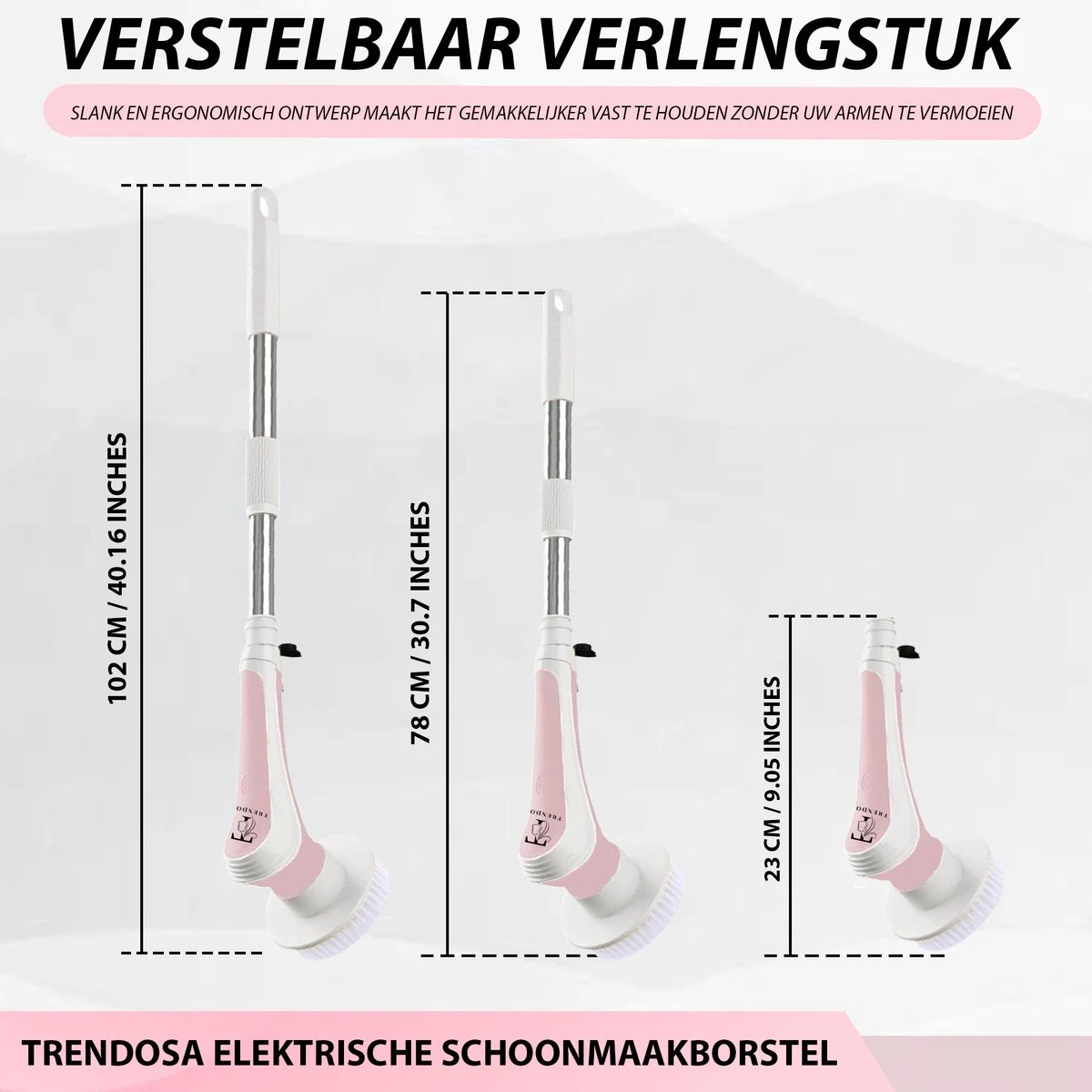 Trendosa Elektrische Schoonmaakborstel - Elektrische Schrobborstel - Poetsmachine - Handborstel - Scrubber- De Badkamer/Keuken/Auto- Roze 6 Trendosa Elektrische Schoonmaakborstel - Elektrische Schrobborstel - Poetsmachine - Handborstel - Scrubber- De Badkamer/Keuken/Auto- Roze - Afbeelding 6