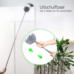 Vannons - Plumeau - Ragebol - Plumeau Uitschuifbaar Tot 245 Cm - Met Telescoopsteel - Wasbaar Microvezel - Grijs Wit -HG Sales 1200x1200 2253