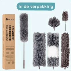 ForDig 7-Delige Plumeau Set - Duster Met Telescoopsteel Uitschuifbaar Tot 250 Cm - Inclusief Ragebol / Voegenborstel / Microvezel Doek / Chenille Borstel - Wasbaar - 360 Graden Draaibaar -HG Sales 1200x1200 2289