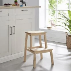 Alternative view of Houten Opstapje - Krukje Met 2 Niveaus - Bruin