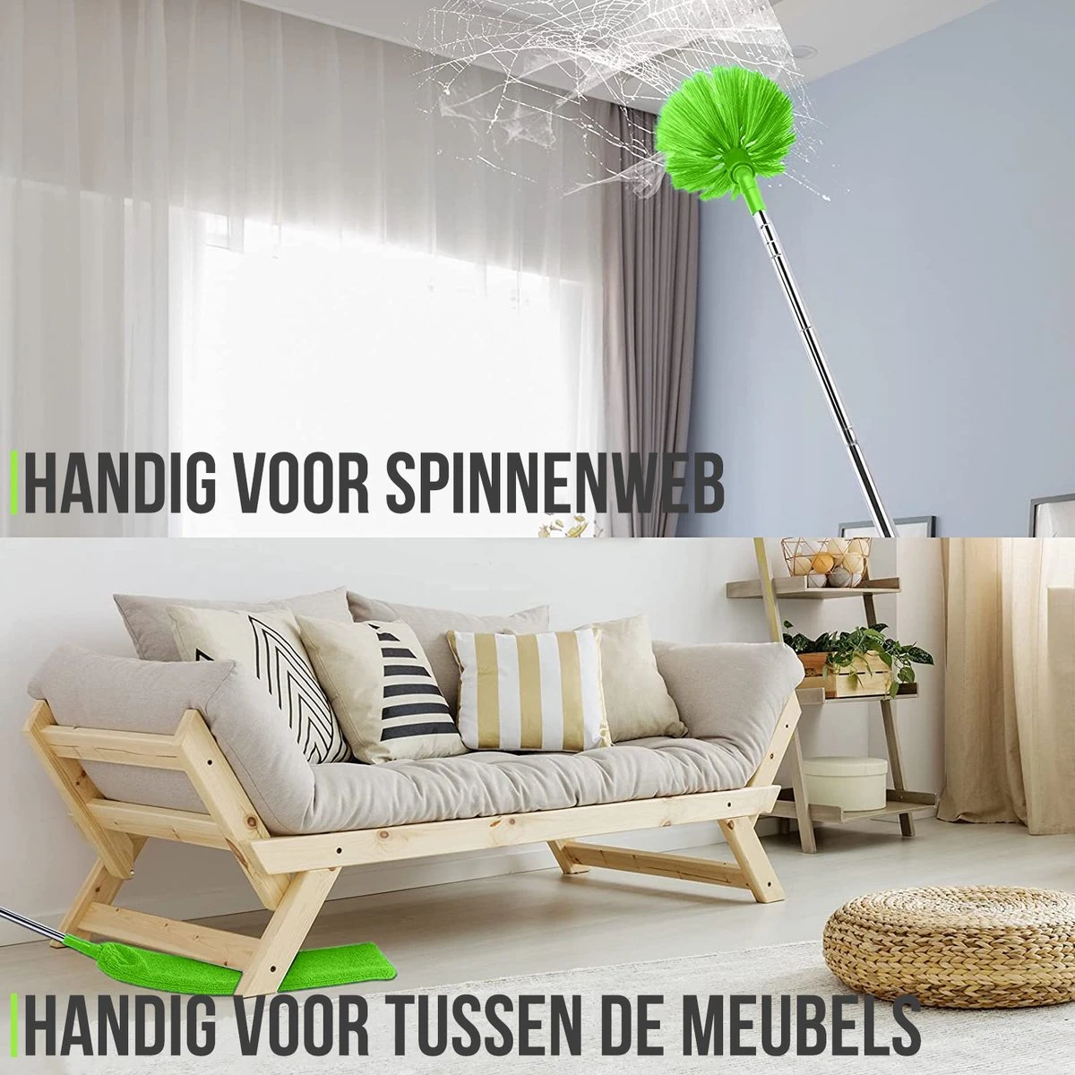 Strex Telescopische Plumeau Set Met Telescoopsteel - 60 Tot 140 Cm - Uitschuifbaar - Flexibel - Microvezel Ragebol - 5-Delige Schoonmaak Set 3 Strex Telescopische Plumeau Set Met Telescoopsteel - 60 Tot 140 Cm - Uitschuifbaar - Flexibel - Microvezel Ragebol - 5-Delige Schoonmaak Set - Afbeelding 3