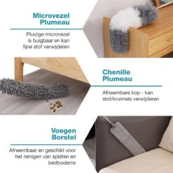 Alternative view of Novabeau® - Telescopische Plumeau – Plumeau Met Telescoopsteel – Ragebol – Uitschuifbaar – Grijs – 3-delige Set