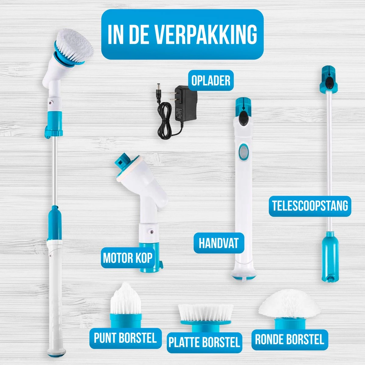 Strex Elektrische Schoonmaakborstel - Draadloze Schrobborstel - Schrobber - 3 Opzetstukken - Telescoopsteel - Poetsmachine Met Krachtige Accu 8 Strex Elektrische Schoonmaakborstel - Draadloze Schrobborstel - Schrobber - 3 Opzetstukken - Telescoopsteel - Poetsmachine Met Krachtige Accu - Afbeelding 8