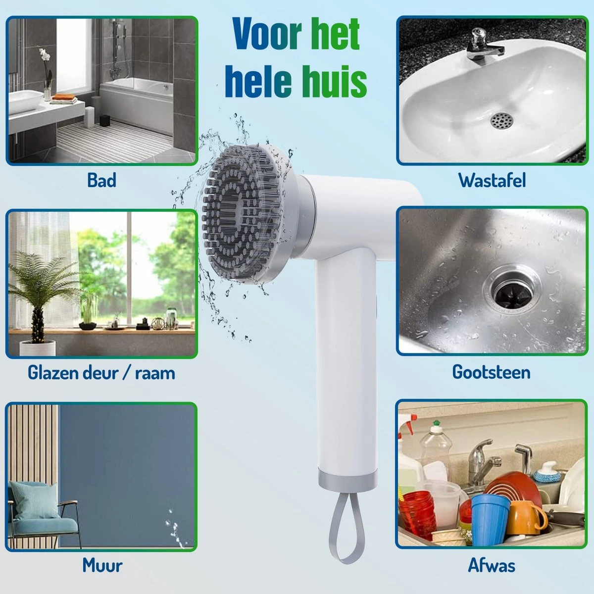 Elektrische Schoonmaakborstel - Schrobborstel - Handborstel - Schuurborstel - Schrobber - Badkamer - Toilet - Keuken 4 Elektrische Schoonmaakborstel - Schrobborstel - Handborstel - Schuurborstel - Schrobber - Badkamer - Toilet - Keuken - Afbeelding 4