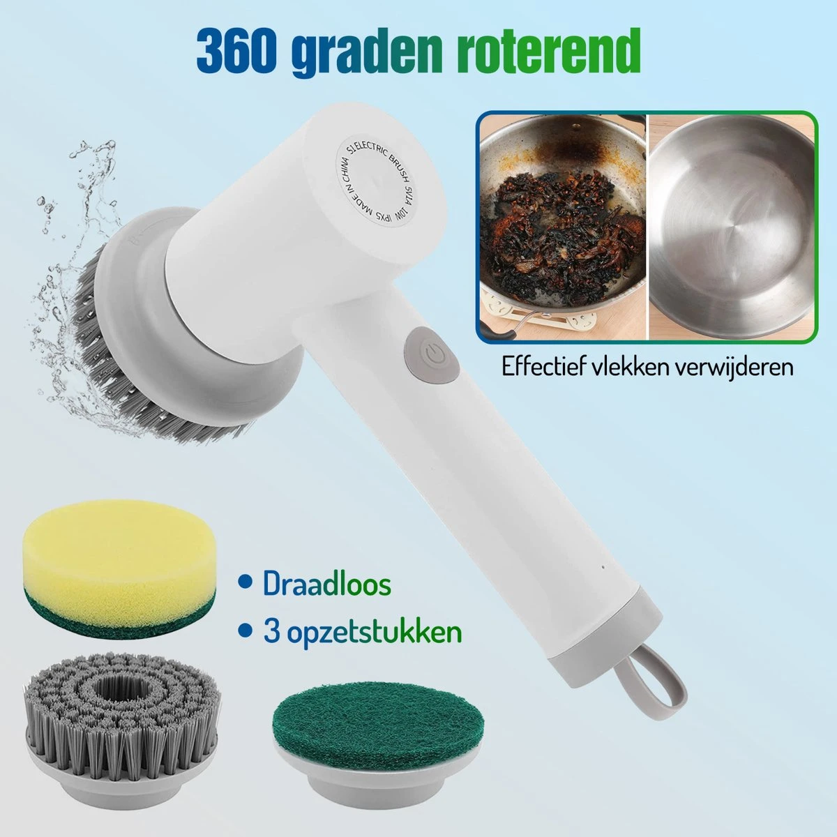 Elektrische Schoonmaakborstel - Schrobborstel - Handborstel - Schuurborstel - Schrobber - Badkamer - Toilet - Keuken 7 Elektrische Schoonmaakborstel - Schrobborstel - Handborstel - Schuurborstel - Schrobber - Badkamer - Toilet - Keuken - Afbeelding 7