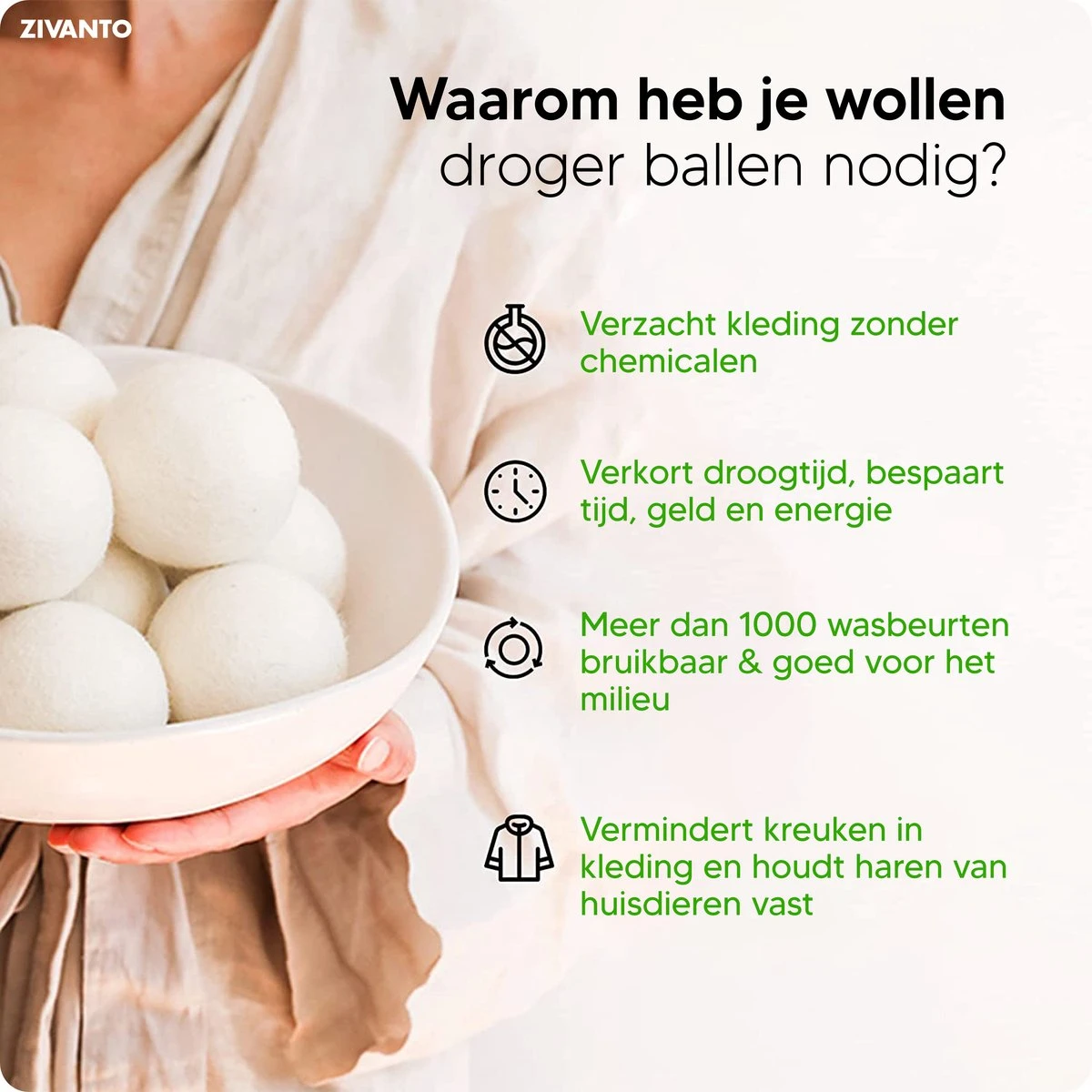 Drogerballen - Droogballen Voor Wasdrogers - Wasdrogerballen, Wasbollen & Wasballen - 100% Diervriendelijk, Duurzaam & Herbruikbaar - Duurzaam Cadeau - Energie Besparen - RWS Wol & Zero Waste - 6 Stuks Van Zivanto 3 Drogerballen - Droogballen Voor Wasdrogers - Wasdrogerballen, Wasbollen & Wasballen - 100% Diervriendelijk, Duurzaam & Herbruikbaar - Duurzaam Cadeau - Energie Besparen - RWS Wol & Zero Waste - 6 Stuks Van Zivanto - Afbeelding 3