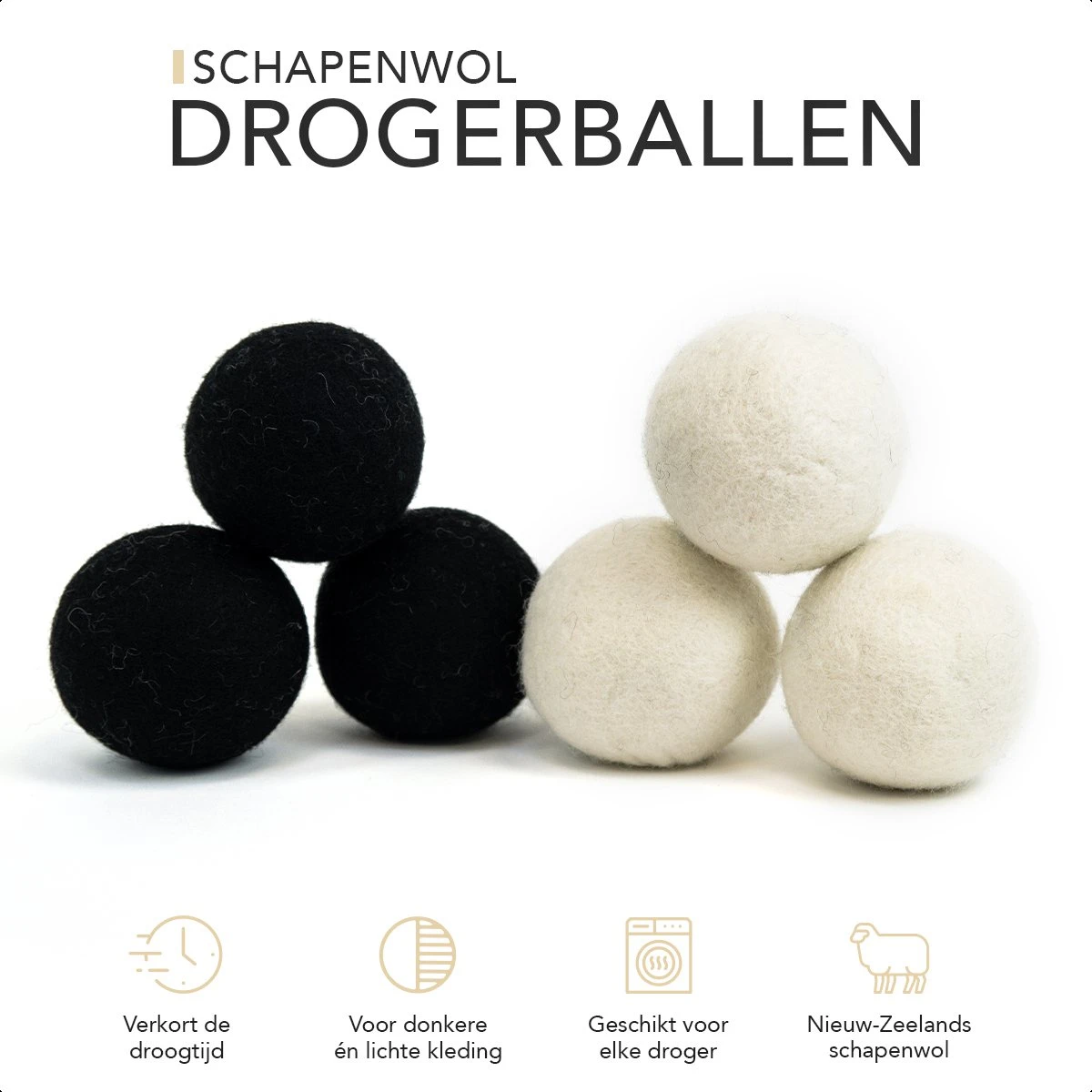 STEAMRS - 6x Wasdrogerballen - 100% Schapenwol - Verkort Droogtijd - Zachtere & Kreukloze Was 3 STEAMRS - 6x Wasdrogerballen - 100% Schapenwol - Verkort Droogtijd - Zachtere & Kreukloze Was - Afbeelding 3