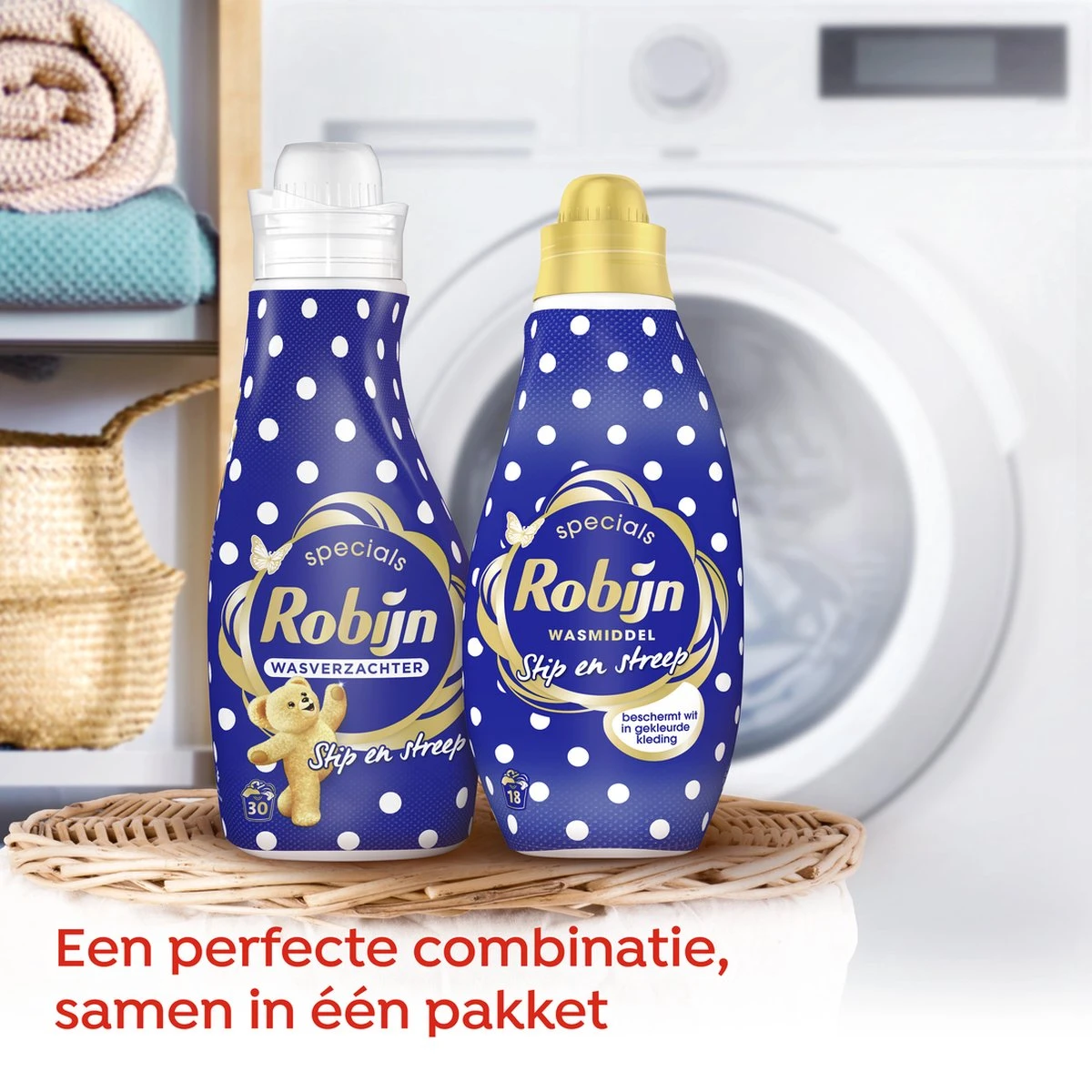 Robijn Robijn Specials Wasmiddel En Wasverzachter Pakket Voor Gekleurde Kleding Met Witte Elementen Stip En Streep Beschermt Wit In Gekleurde Kleding 2 X 18 + 30 Wasbeurten 4 Robijn Robijn Specials Wasmiddel En Wasverzachter Pakket Voor Gekleurde Kleding Met Witte Elementen Stip En Streep Beschermt Wit In Gekleurde Kleding 2 X 18 + 30 Wasbeurten - Afbeelding 4