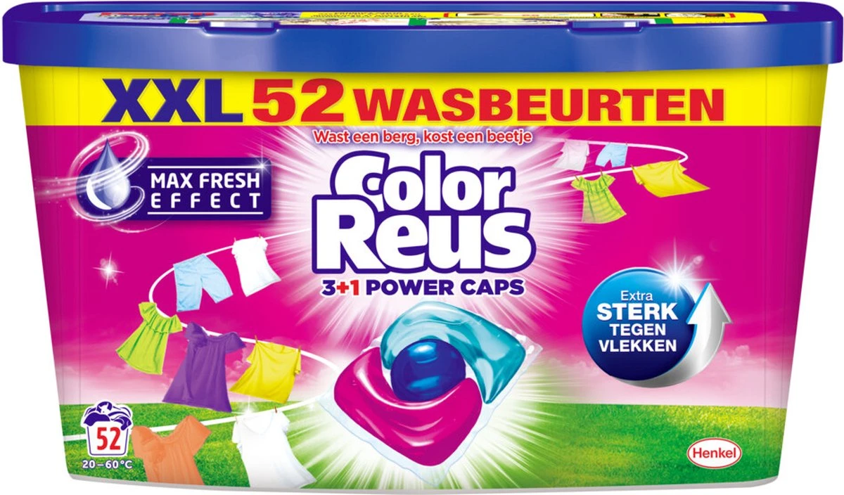 Color Reus Power Caps Wascapsules - Wasmiddel Capsules - Voordeelverpakking - 52 Wasbeurten 1 Color Reus Power Caps Wascapsules - Wasmiddel Capsules - Voordeelverpakking - 52 Wasbeurten