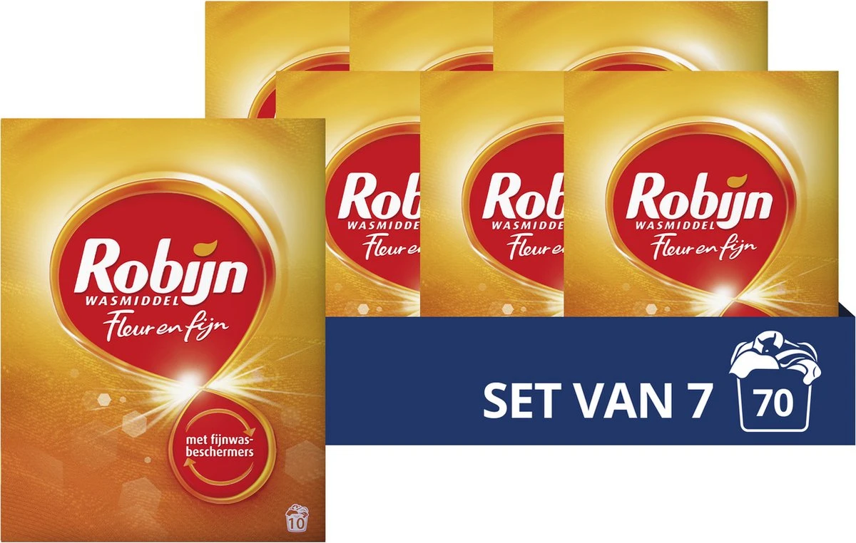 Robijn Specials Fleur & Fijn Waspoeder - 7 X 10 Wasbeurten - Voordeelverpakking 1 Robijn Specials Fleur & Fijn Waspoeder - 7 X 10 Wasbeurten - Voordeelverpakking