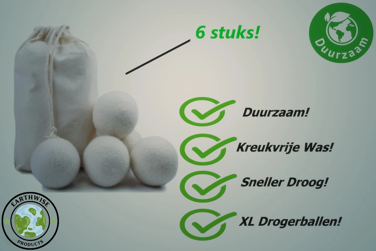 Drogerballen - Droogballen 6 Stuks XL - Herbruikbare Wasdrogerballen - Duurzaam - Energiebesparend 2 Drogerballen - Droogballen 6 Stuks XL - Herbruikbare Wasdrogerballen - Duurzaam - Energiebesparend - Afbeelding 2