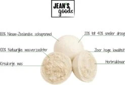Jean's Goods Drogerballen - Droogballen - Wasdrogerballen - Wasdroger Ballen - Wasbol - Wasbollen - Wasballen - Energiebesparende Producten - Energiebesparend - Duurzaam Cadeau - RWS Wol - Zero Waste - Wasverzachter - Beige - 6 Stuks -HG Sales 1200x818