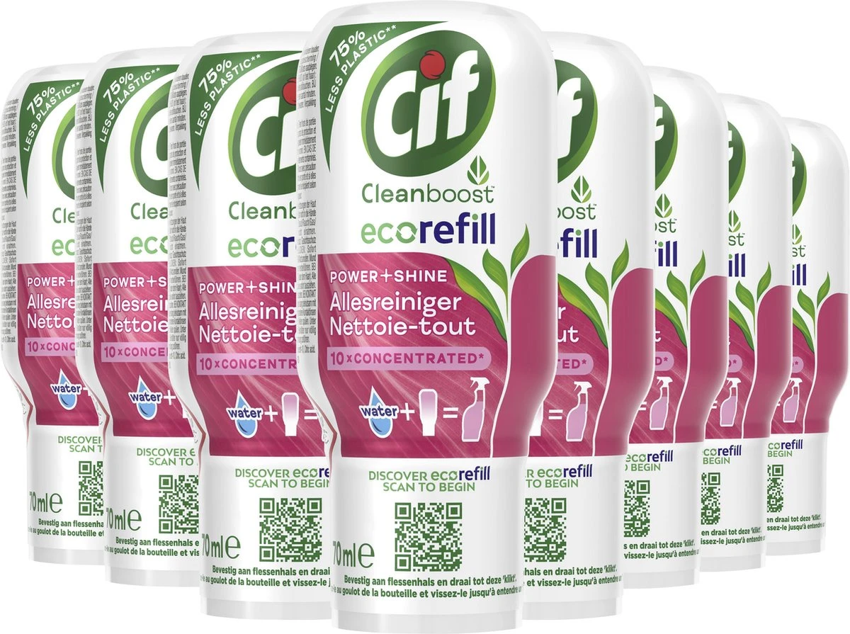 Cif CleanBoost Power & Shine Allesreiniger Ecorefill Capsules - 10 X 70 Ml - Voordeelverpakking 2 Cif CleanBoost Power & Shine Allesreiniger Ecorefill Capsules - 10 X 70 Ml - Voordeelverpakking - Afbeelding 2