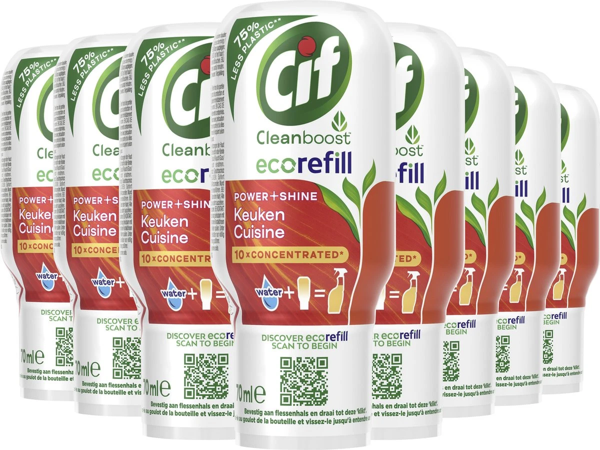 Cif CleanBoost Power & Shine Keuken Ecorefill Capsules - 10 X 70 Ml - Voordeelverpakking 2 Cif CleanBoost Power & Shine Keuken Ecorefill Capsules - 10 X 70 Ml - Voordeelverpakking - Afbeelding 2