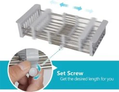 IBright Verstelbare Keukenrek - Gootsteen Mand - Afdruiprek – Vergiet – Verstelbaar In Lengte - Uitschuifbaar - RVS Grijs -HG Sales 1200x925