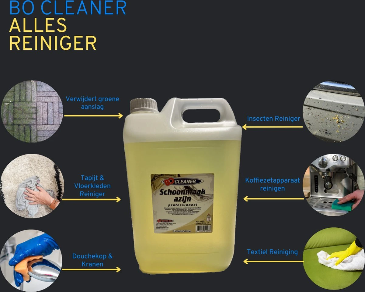 BO Cleaner - Schoonmaak Azijn - 3x 5 Liter - VOORDEEL VERPAKKING - Reiniger - Professioneel - BEST SELLER - Azijn - Tegels- Groene Aanslag - Schoonmaak - 15L 3 BO Cleaner - Schoonmaak Azijn - 3x 5 Liter - VOORDEEL VERPAKKING - Reiniger - Professioneel - BEST SELLER - Azijn - Tegels- Groene Aanslag - Schoonmaak - 15L - Afbeelding 3