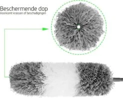 Vannons - Plumeau - Ragebol - Plumeau Uitschuifbaar Tot 245 Cm - Met Telescoopsteel - Wasbaar Microvezel - Grijs Wit -HG Sales 1200x958