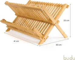 Budu Afdruiprek - Afdruiprekje Van Bamboe Hout - Afdruiprek Voor Afwas - Vaatwasrek - Keukenrek - Inklapbaar - Opvouwbaar - -HG Sales 1200x963 3