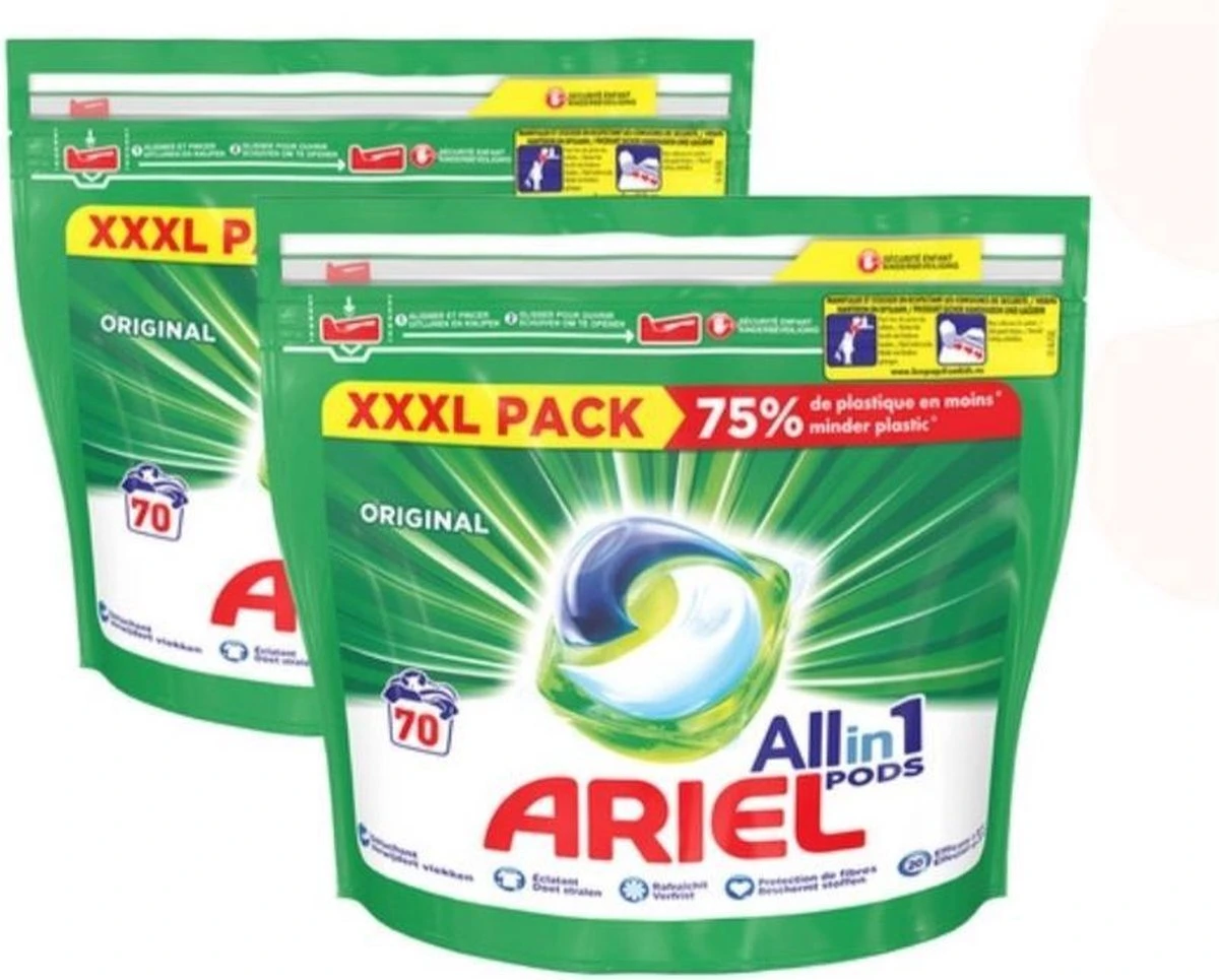 2x Ariel Wasmiddel 3in1 Pods Original 70 Stuks 2 2x Ariel Wasmiddel 3in1 Pods Original 70 Stuks - Afbeelding 2