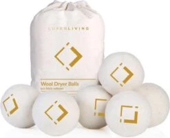 LuxerLiving Wasbol Set Van 6 - Droogt Tot 30% Sneller - Wasverzachter - Droger Ballen - Dryer Balls - Ecologisch - 100% Wol