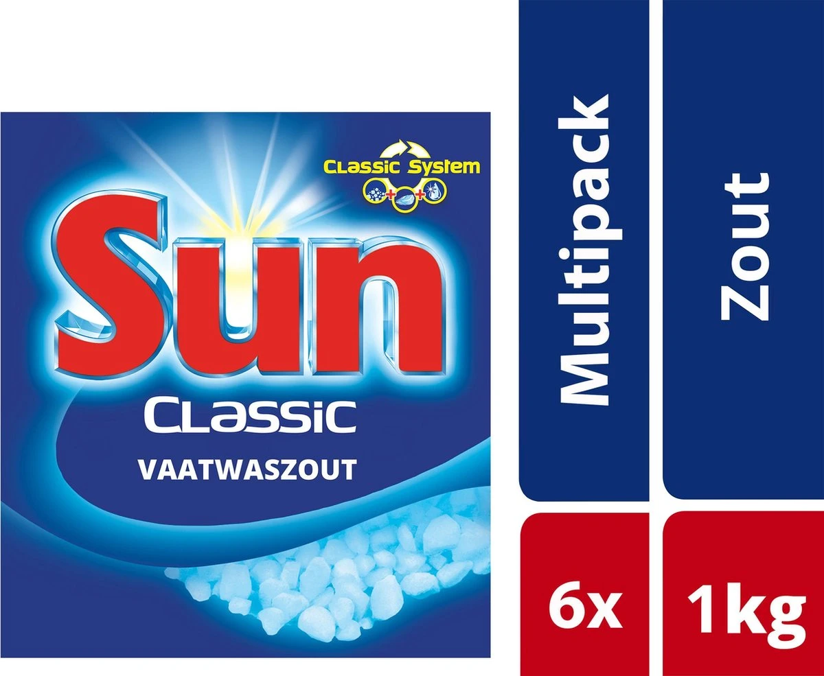 Sun - Vaatwaszout - 6 X 1 Kg - Zout - Voordeelverpakking 1 Sun - Vaatwaszout - 6 X 1 Kg - Zout - Voordeelverpakking