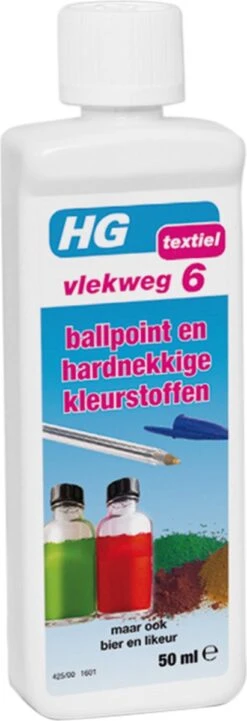 HG Vlekweg 6 - 50ml- Voor O.a. Vlekken Van Ballpoint & Hardnekkige Kleurstoffen -HG Sales 411x1200