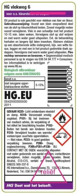 HG Vlekweg 6 - 50ml- Voor O.a. Vlekken Van Ballpoint & Hardnekkige Kleurstoffen -HG Sales 478x1200 10