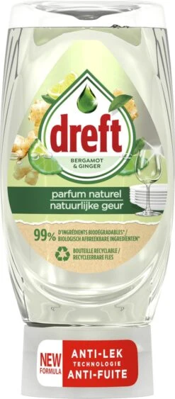 Dreft Natuurlijke Geur - Afwasmiddel - Bergamot & Gember - Ondersteboven Fles - Voordeelverpakking 8 X 370 Ml -HG Sales 526x1200 1