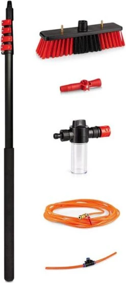 Merkloos Telescoopsteel Ramenwassen 4,6M - Met Borstel & Waterdoorvoer - Voor Ramen - Watertoevoer - Borstel -HG Sales 535x1200