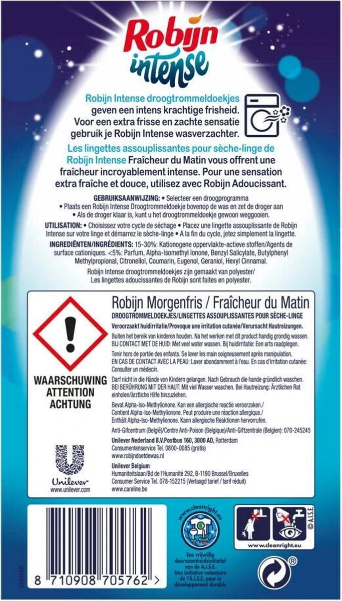 Robijn Intense Morgenfris Droogtrommeldoekjes - 9 X 20 Stuks - Voordeelverpakking 6 Robijn Intense Morgenfris Droogtrommeldoekjes - 9 X 20 Stuks - Voordeelverpakking - Afbeelding 6