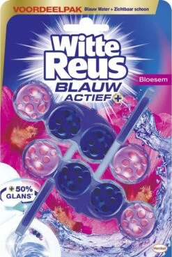 Alternative view of Witte Reus Blauw Actief Toiletblok - Bloesem - WC Blokjes Voordeelverpakking - 20 Stuks