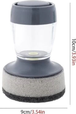 Afwasborstel Met Zeepdispenser – Met 3 Verschillende Opzet Stukken – Inclusief Houder – Grijs – Afwas Borstel Zeepreservoir – Zeep Handborstel – Doseerpomp – Afwasmiddel Dispenser – Navulbaar -HG Sales 808x1200 3