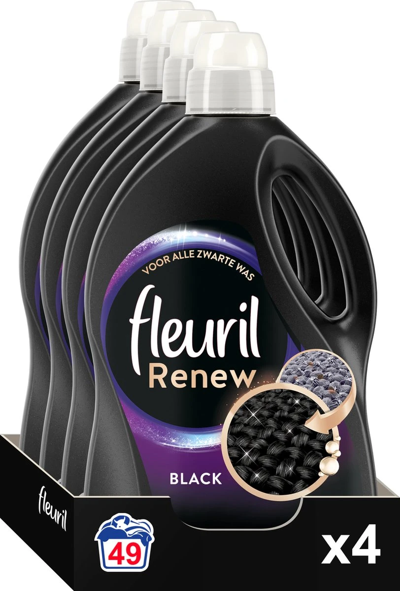 Fleuril Renew Zwart Vloeibaar Wasmiddel - 2,695 L - 49 Wasbeurten 1 Fleuril Renew Zwart Vloeibaar Wasmiddel - 2,695 L - 49 Wasbeurten