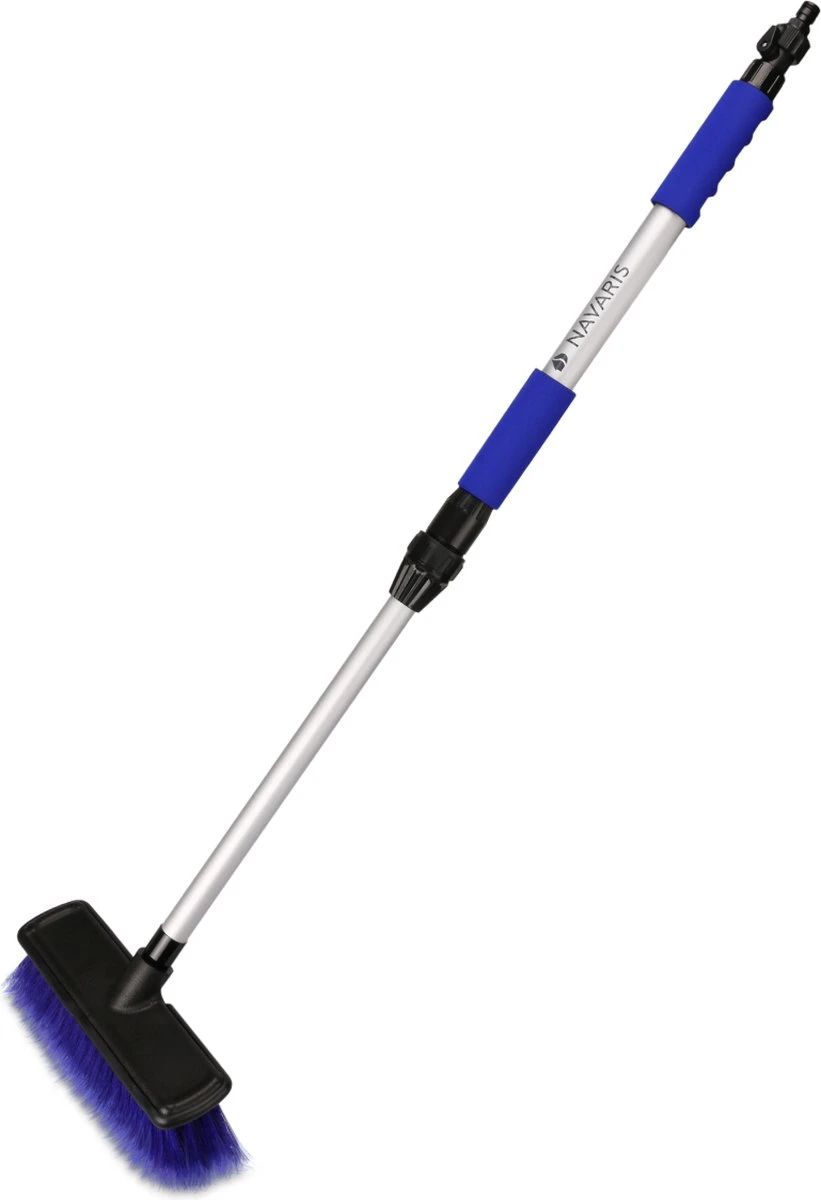 Navaris Telescopische Autowasborstel - Watergevoerde Wasborstel Voor Auto's En Ramen Met Uitschuifbare Lange Handgreep En Zachte Haren - Blauw 1 Navaris Telescopische Autowasborstel - Watergevoerde Wasborstel Voor Auto's En Ramen Met Uitschuifbare Lange Handgreep En Zachte Haren - Blauw