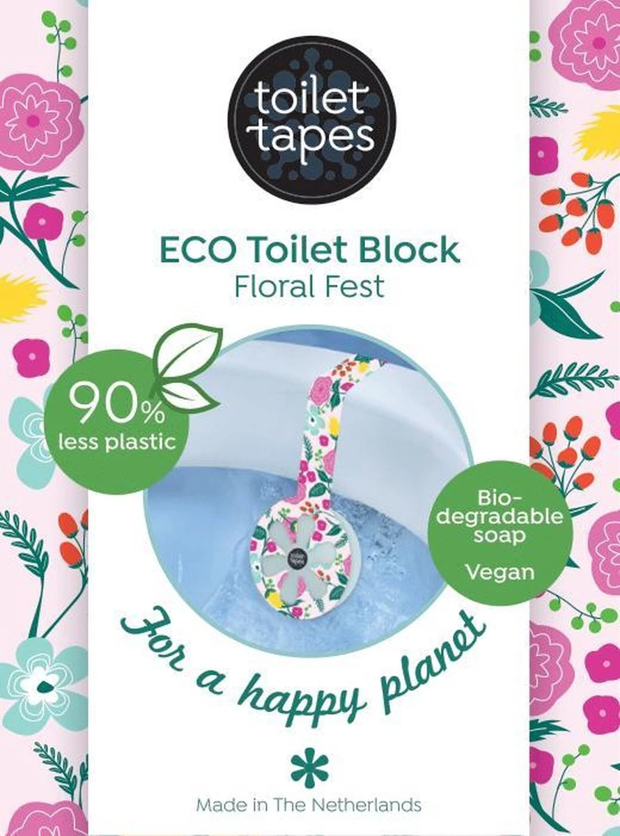 Toiletblok Toilet Tapes ECO - Floral Fest - WC Reiniger - 1 Stuk 1 Toiletblok Toilet Tapes ECO - Floral Fest - WC Reiniger - 1 Stuk