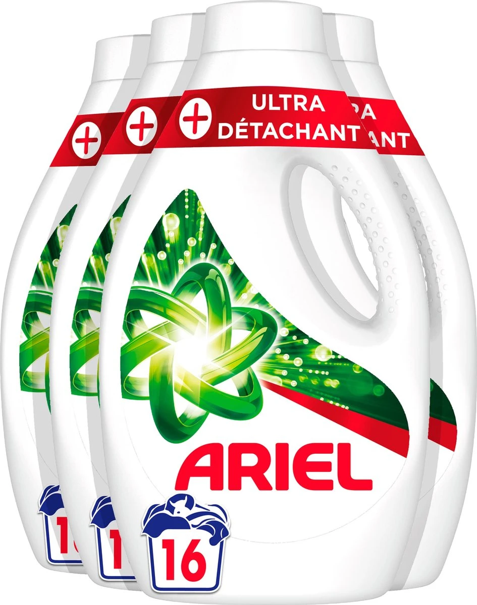 Ariel Vloeibaar Wasmiddel +Ultra Vlekverwijderaar - Voordeelverpakking - 4 X 16 Wasbeurten 1 Ariel Vloeibaar Wasmiddel +Ultra Vlekverwijderaar - Voordeelverpakking - 4 X 16 Wasbeurten