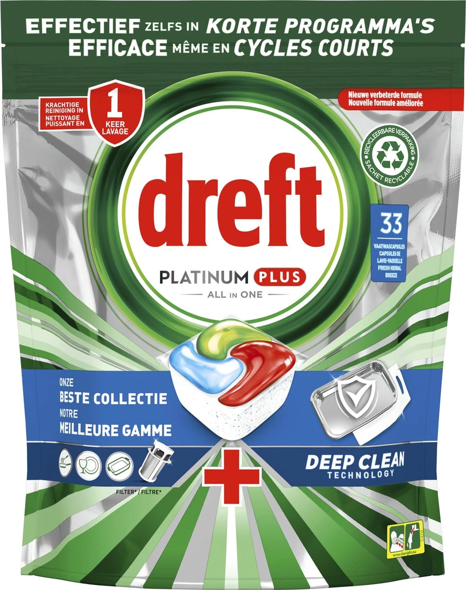 Dreft Platinum Plus All In One Deep Clean - Vaatwastabletten - Voordeelverpakking 4 X 33 Stuks 5 Dreft Platinum Plus All In One Deep Clean - Vaatwastabletten - Voordeelverpakking 4 X 33 Stuks - Afbeelding 5