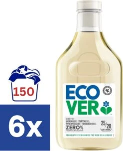 Ecover Zero% Vloeibaar Wasmiddel - 6 X 1 L (150 Wasbeurten)